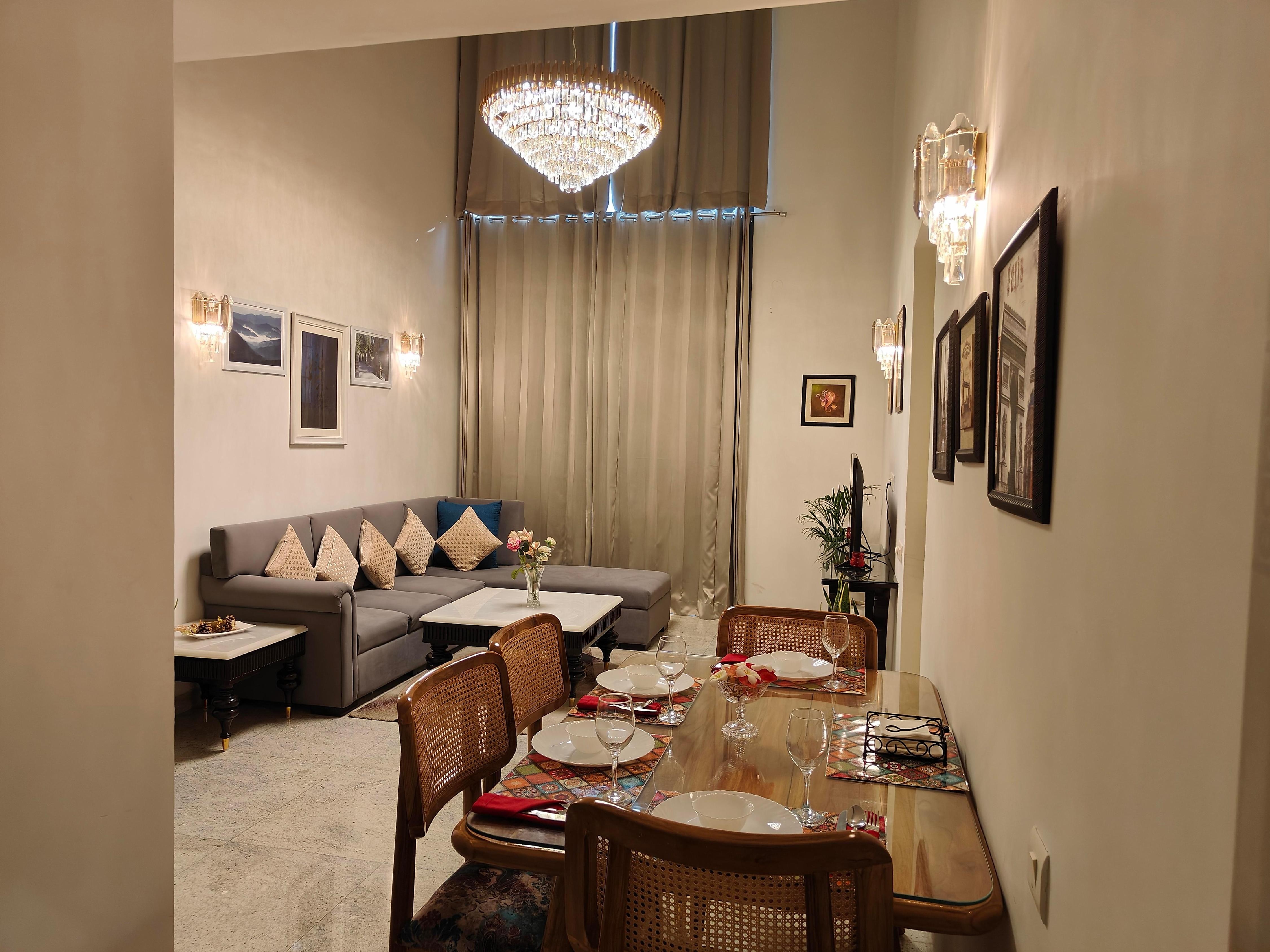 Hostie Evanya Entire 2BHK Duplex Apartment near Golf Course Road  - Tap to explore photos