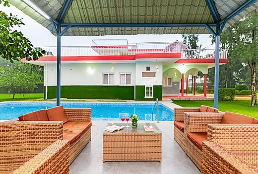Alaya Stays 4BHK Farmhouse with Pvt Pool & Garden | Manesar