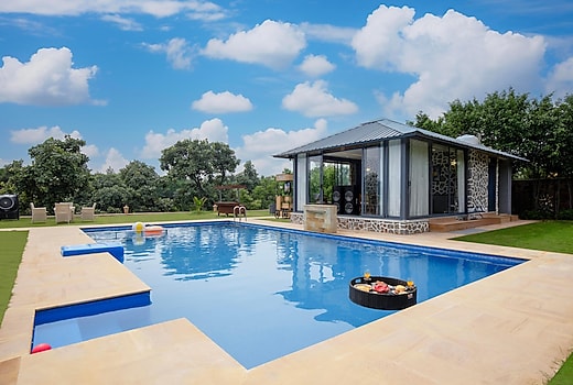 Lavish 4 BHK Farm with Pond and Gazebo