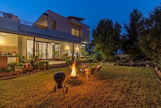 2 BHK Farmhouse with Outdoor Jacuzzi & Lush Garden