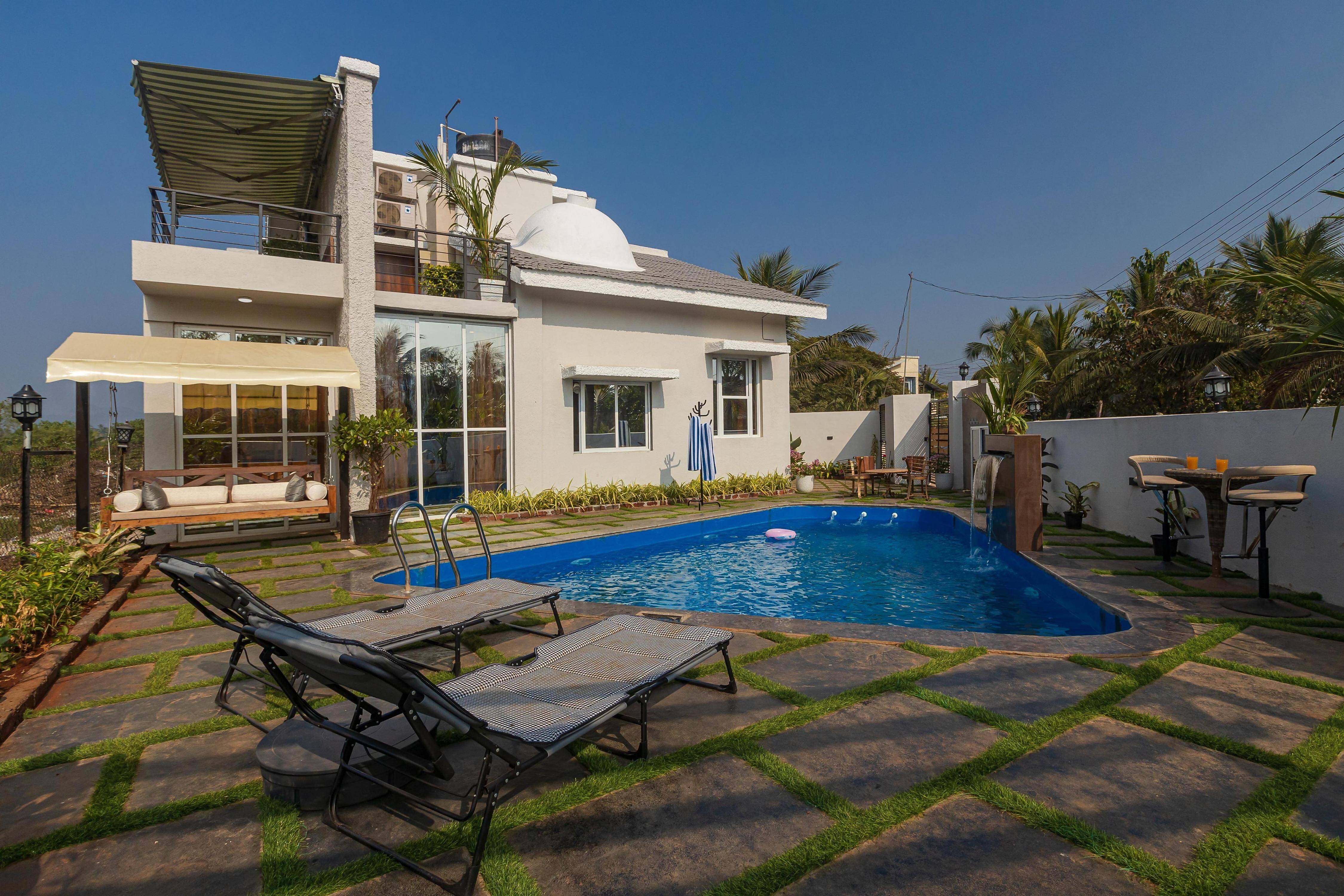 ELIVAAS Moonlit retreat 3 BHK with Garden & Pool - Tap to explore photos