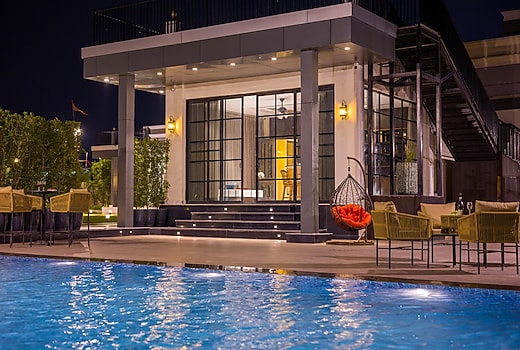 ELIVAAS Ibiza | Luxe 4 BHK Farmhouse with Pvt Pool, Garden & Indoor Bar