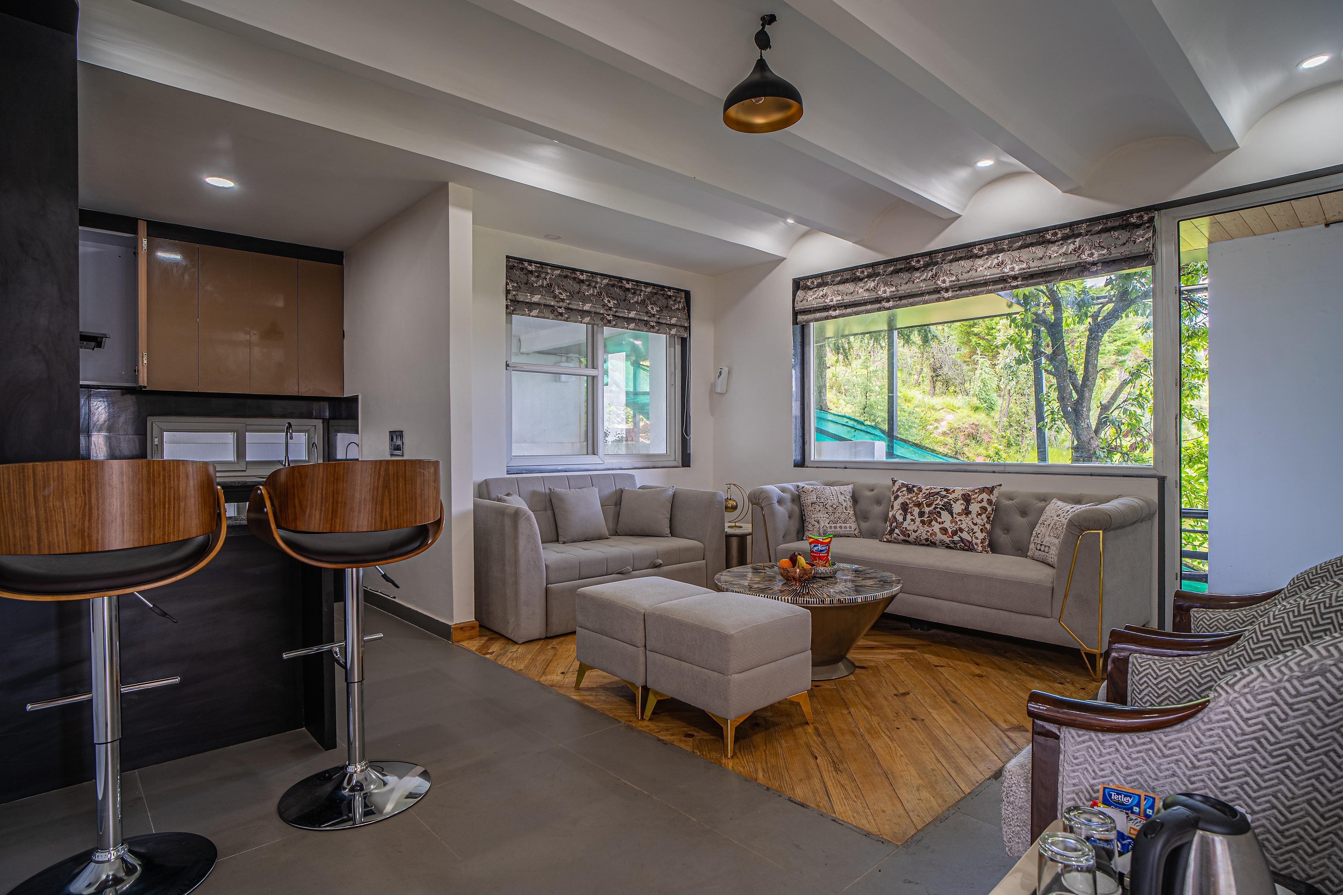Alaya Stays Trios Top | Hilltop Pet-friendly 2-BHK with Shared Sit-out Area - Tap to explore photos