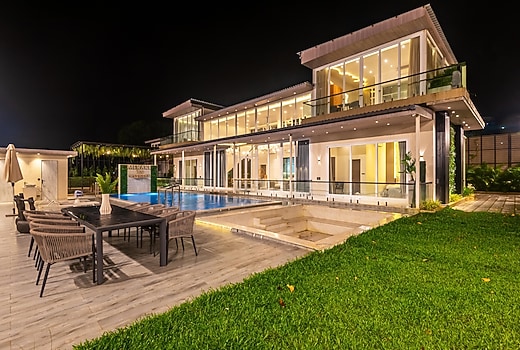 ELIVAAS Meraki Villa | Luxe 5 BHK Glass Villa With Private Pool, Balcony, Garden & Gazebo