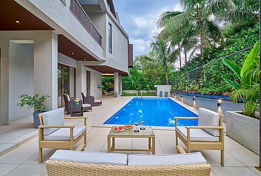 SaffronStays Sea Breeze - Luxury 4BR Pool Villa with Game Room, Terrace and Lawns near Saral Beach,