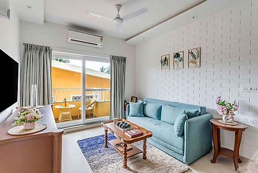 tisyastays | Arela 1BHK Apartment with Pool & Gym , Close to beach